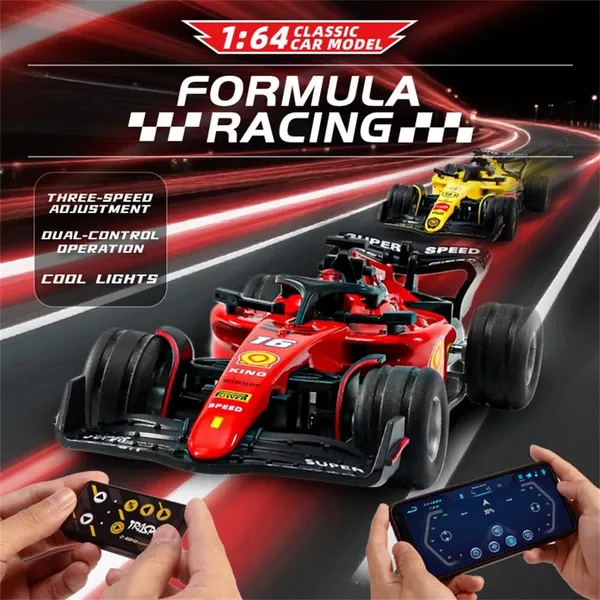 1:64_Die_Cast_Metal_F1_Rc_Mini_Racing_Car_With_Led_Lights_|_2.4Ghz_Remote_Control_Car_|_3_Speed_Adjustable,_Usb_Rechargeable_Alloy_Rc_Car_For_Kids_&_Adults_Indoor/Outdoor_Racing