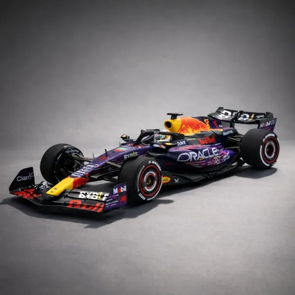 1:43_Scale_2023_Rb19#1_Racing_Diecast_Model_Car,_Purple_Black_Alloy_Metal_Collectible_Vehicle_With_Smooth_Rolling_Wheels_For_Display_Collectors