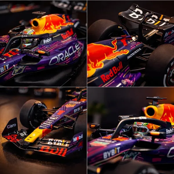 1:43_Scale_2023_Rb19#1_Racing_Diecast_Model_Car,_Purple_Black_Alloy_Metal_Collectible_Vehicle_With_Smooth_Rolling_Wheels_For_Display_Collectors