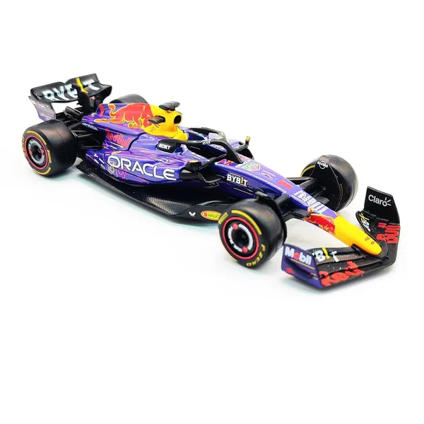1:43_Scale_2023_Rb19#1_Racing_Diecast_Model_Car,_Purple_Black_Alloy_Metal_Collectible_Vehicle_With_Smooth_Rolling_Wheels_For_Display_Collectors