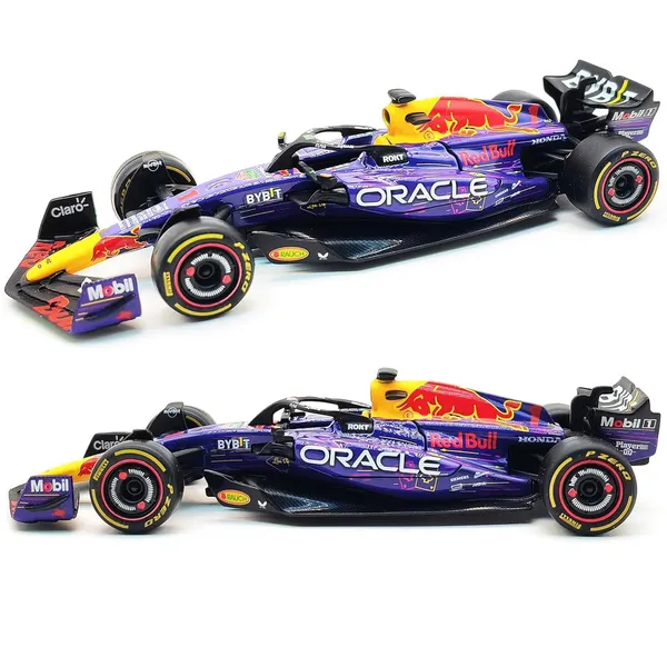 1:43_Scale_2023_Rb19#1_Racing_Diecast_Model_Car,_Purple_Black_Alloy_Metal_Collectible_Vehicle_With_Smooth_Rolling_Wheels_For_Display_Collectors