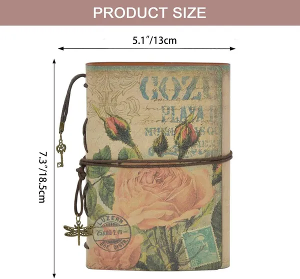 Retro_Vintage_Leather_Writing_Journal_Notebook,_6-Holes_European_Style_Spiral_Bound_Loose-Leaf_Refillable_Daily_Sketchbook_Diary_Traveler_With_Blank_Inserts_And_Zipper_Pocket,_185X130Mm_(Rose)