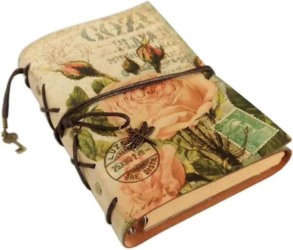 Retro_Vintage_Leather_Writing_Journal_Notebook,_6-Holes_European_Style_Spiral_Bound_Loose-Leaf_Refillable_Daily_Sketchbook_Diary_Traveler_With_Blank_Inserts_And_Zipper_Pocket,_185X130Mm_(Rose)