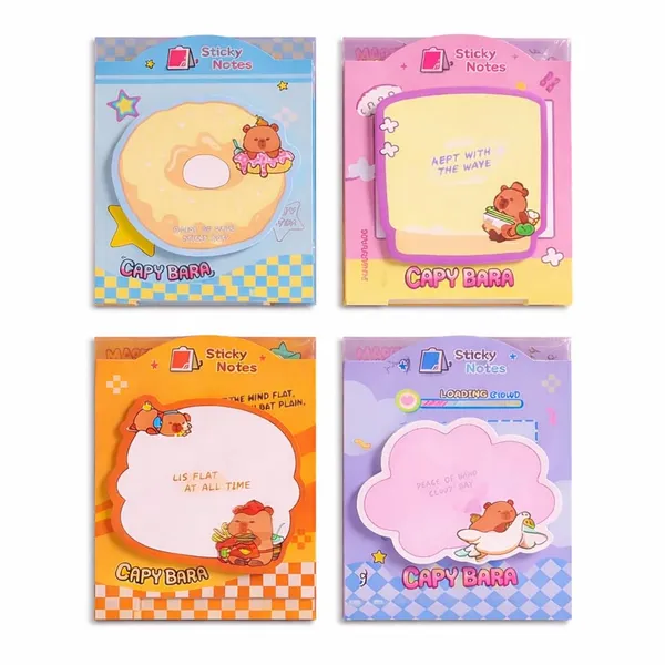 Cute_Capybara_Sticky_Notes_Set_Of_4_|_Colorful_Page_3D_Sticky_Notes_120_Sheets_|_Unique_Design_With_Paper_For_Organized_Note-Taking,_Reminders,_And_Creative_Ideas_For_Girls
