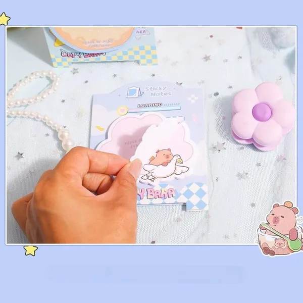 Cute_Capybara_Sticky_Notes_Set_Of_4_|_Colorful_Page_3D_Sticky_Notes_120_Sheets_|_Unique_Design_With_Paper_For_Organized_Note-Taking,_Reminders,_And_Creative_Ideas_For_Girls