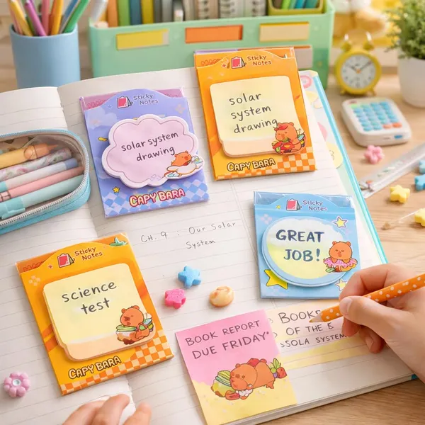 Cute_Capybara_Sticky_Notes_Set_Of_4_|_Colorful_Page_3D_Sticky_Notes_120_Sheets_|_Unique_Design_With_Paper_For_Organized_Note-Taking,_Reminders,_And_Creative_Ideas_For_Girls