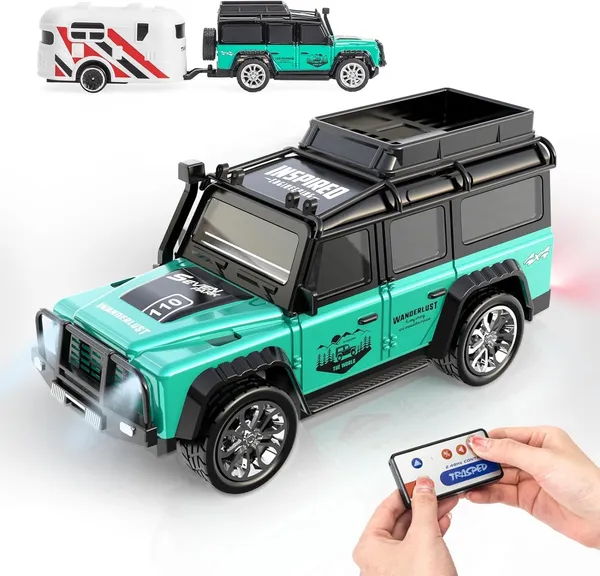 1:64_Mini_Rc_Off-Road_Car_With_Camper_Van_Led_Lights_2.4Ghz_Off-Road_Remote_Control_Car_|_3_Speed_Adjustable,_Usb_Rechargeable_Alloy_Rc_Car_For_Kids_&_Adults_Indoor/Outdoor_Racing