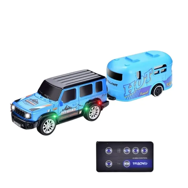 1:64_Mini_Rc_Off-Road_Jeep_With_Camper_Van_Led_Lights_2.4Ghz_Off-Road_Remote_Control_Car_|_3_Speed_Adjustable,_Usb_Rechargeable_Alloy_Rc_Car_For_Kids_&_Adults_Indoor/Outdoor_Racing