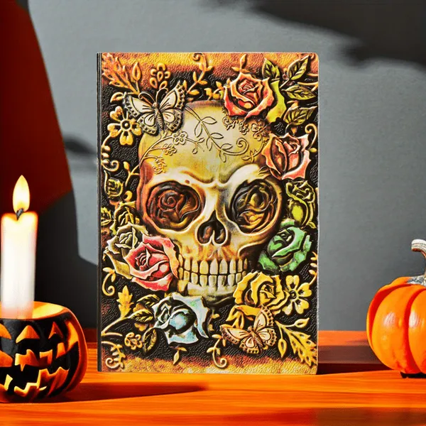 Leather_Diary_Journal_Notebook_Antique_Embossed_Vintage_Writing_Notebook_Travel_Diary_A5_Book_Retro_Hardcover_Diary_For_Literature_Writing_200_Pages_Notebook_Gift_For_Men_&_Women_(Skull)