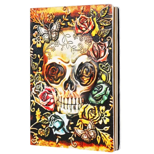 Leather_Diary_Journal_Notebook_Antique_Embossed_Vintage_Writing_Notebook_Travel_Diary_A5_Book_Retro_Hardcover_Diary_For_Literature_Writing_200_Pages_Notebook_Gift_For_Men_&_Women_(Skull)