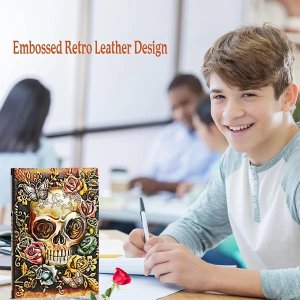 Leather_Diary_Journal_Notebook_Antique_Embossed_Vintage_Writing_Notebook_Travel_Diary_A5_Book_Retro_Hardcover_Diary_For_Literature_Writing_200_Pages_Notebook_Gift_For_Men_&_Women_(Skull)