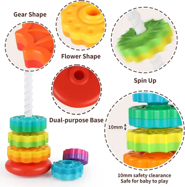 PLUSPOINT_Baby_Spinning_Stacking_Toys_for_Toddlers_1-3,_Rainbow_Ring_Stacker_Montessori_Toys_for_Babies_6-12_Months,