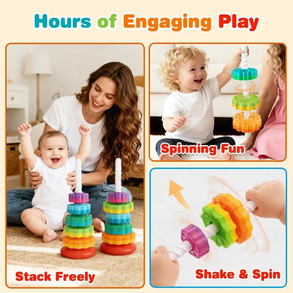 PLUSPOINT_Baby_Spinning_Stacking_Toys_for_Toddlers_1-3,_Rainbow_Ring_Stacker_Montessori_Toys_for_Babies_6-12_Months,