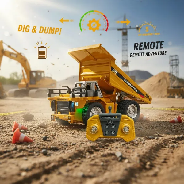 PLUSPOINT_Mini_RC_Dumper_Truck_for_Kids_–_1:64_Scale_Die-Cast_Metal_Construction_Vehicle_with_Remote_Control,_Realistic_Simulation_Styling_&_Durable_Rubber_Tires