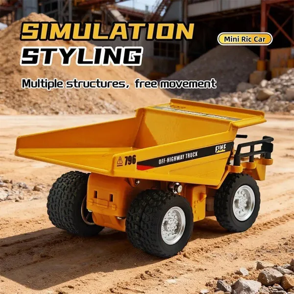 PLUSPOINT_Mini_RC_Dumper_Truck_for_Kids_–_1:64_Scale_Die-Cast_Metal_Construction_Vehicle_with_Remote_Control,_Realistic_Simulation_Styling_&_Durable_Rubber_Tires