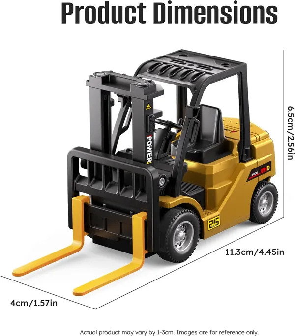 1/64_RC_Forklift_Toy,_Remote_Control_Forklift_Truck_with_Rechargeable_Battery,_10_Channel_2_Modes,_Transformable_Lift_Fork_&_Hook,_Lights_&_Sounds,_Construction_Toy