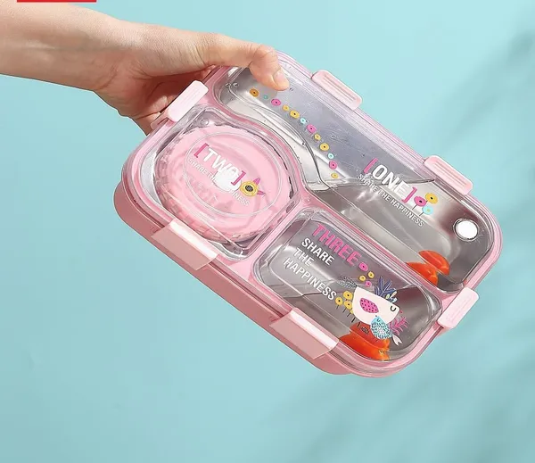 Bento_Lunch_Box_3_Inner_Compartment_Stainless_Steel_Insulated_Air_Tight_Portable_Tiffin_with,700ml_Lunch_Box�