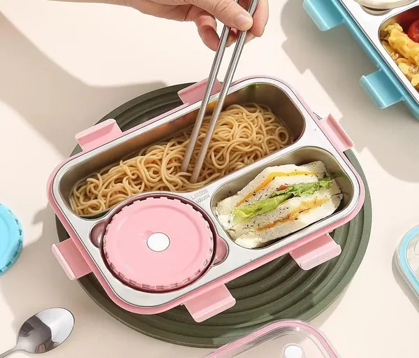 Bento_Lunch_Box_3_Inner_Compartment_Stainless_Steel_Insulated_Air_Tight_Portable_Tiffin_with,700ml_Lunch_Box�