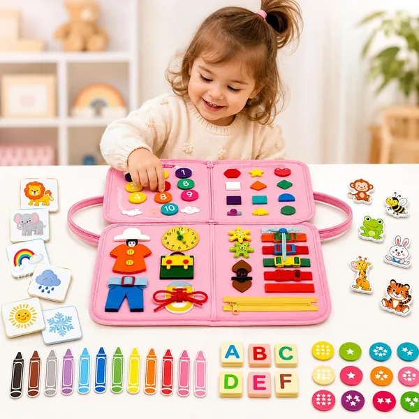 Unicorn_Busy_Board_Montessori_Toys_Birthday_Gift_Preschool_Learning_Activities_With_Life_Skills_Abc_123_Shape_Color_Animal_Weather_Toddler_Gifts_Christmas_Toys_For_Kids_2-7Yr,Multicolor