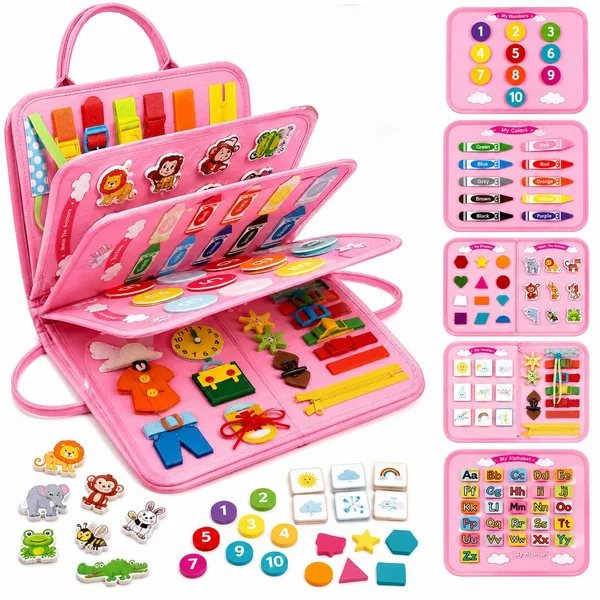 Unicorn_Busy_Board_Montessori_Toys_Birthday_Gift_Preschool_Learning_Activities_With_Life_Skills_Abc_123_Shape_Color_Animal_Weather_Toddler_Gifts_Christmas_Toys_For_Kids_2-7Yr,Multicolor