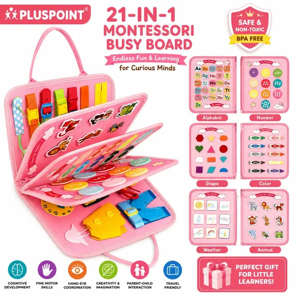 Unicorn_Busy_Board_Montessori_Toys_Birthday_Gift_Preschool_Learning_Activities_With_Life_Skills_Abc_123_Shape_Color_Animal_Weather_Toddler_Gifts_Christmas_Toys_For_Kids_2-7Yr,Multicolor
