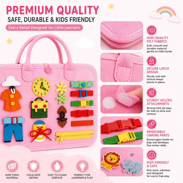 Unicorn_Busy_Board_Montessori_Toys_Birthday_Gift_Preschool_Learning_Activities_With_Life_Skills_Abc_123_Shape_Color_Animal_Weather_Toddler_Gifts_Christmas_Toys_For_Kids_2-7Yr,Multicolor