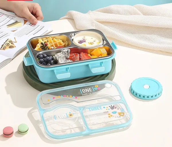Bento_Lunch_Box_3_Inner_Compartment_Stainless_Steel_Insulated_Air_Tight_Portable_Tiffin_with,700ml_Lunch_Box�