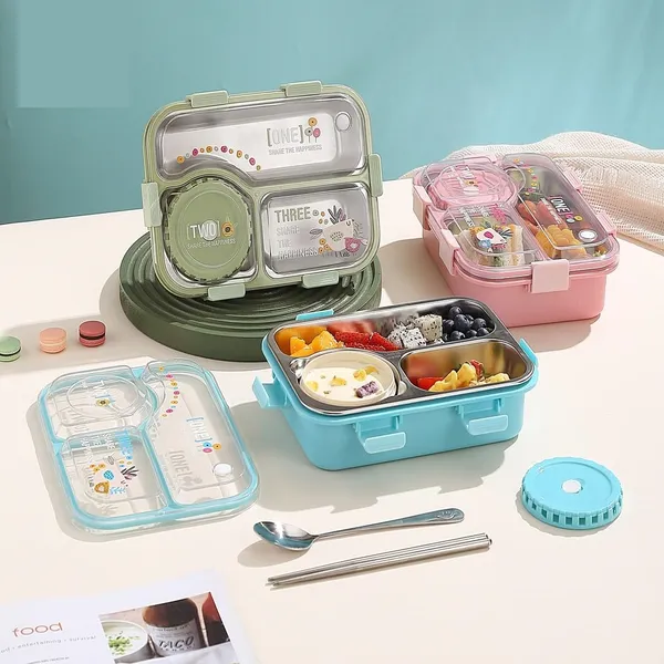 Bento_Lunch_Box_3_Inner_Compartment_Stainless_Steel_Insulated_Air_Tight_Portable_Tiffin_with,700ml_Lunch_Box�