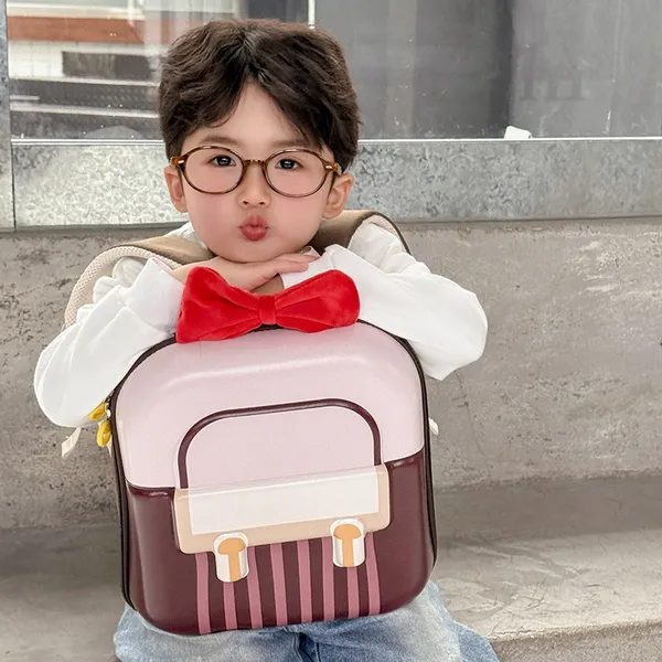 Brown_And_Light_Pink_Polyester_Bow_Accent_School_Backpack_For_Kids