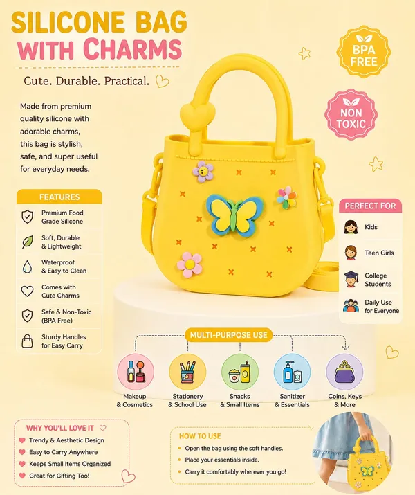 Yellow_Silicone_Crocs_Sling_Bag_For_Kids