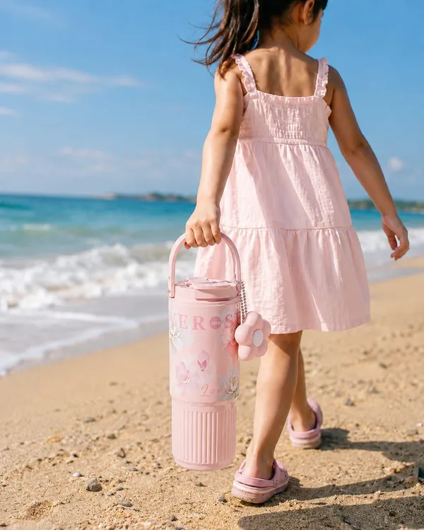 Pink_Stainless_Steel_Floral_Print_Insulated_Water_Bottle