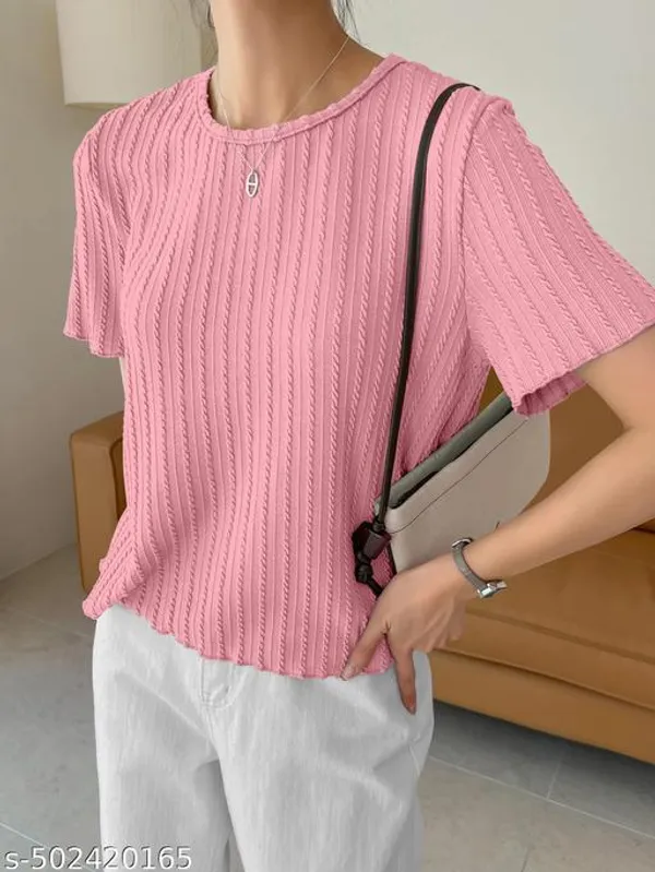 Pink_Cotton_Blend_Casual_Top_For_Women