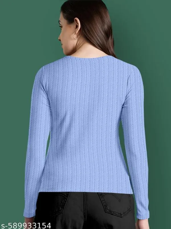Blue_Cotton_Blend_Casual_Top_For_Women