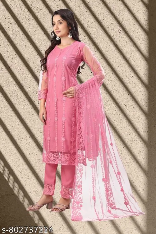 Pink_Net_Casual_Daily_Wear_Kurti_Set_For_Women