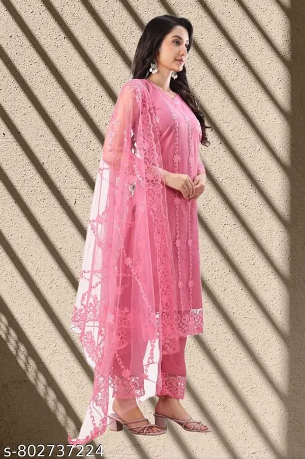 Pink_Net_Casual_Daily_Wear_Kurti_Set_For_Women