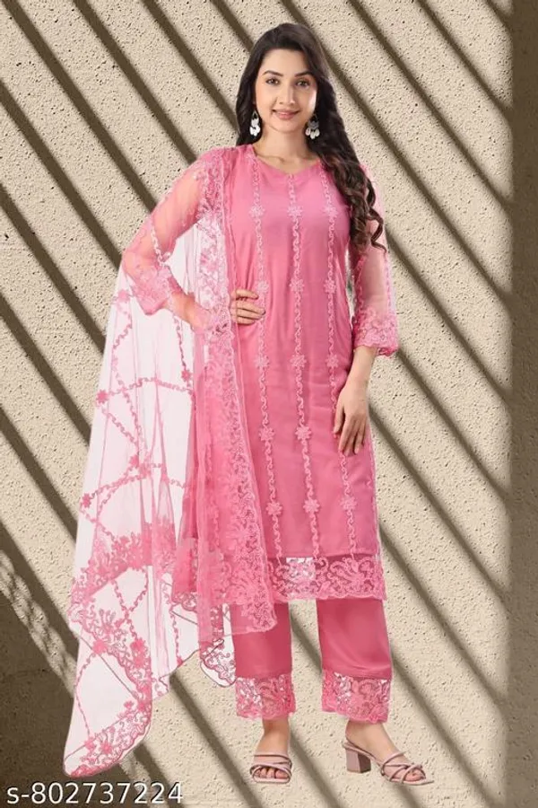 Pink_Net_Casual_Daily_Wear_Kurti_Set_For_Women