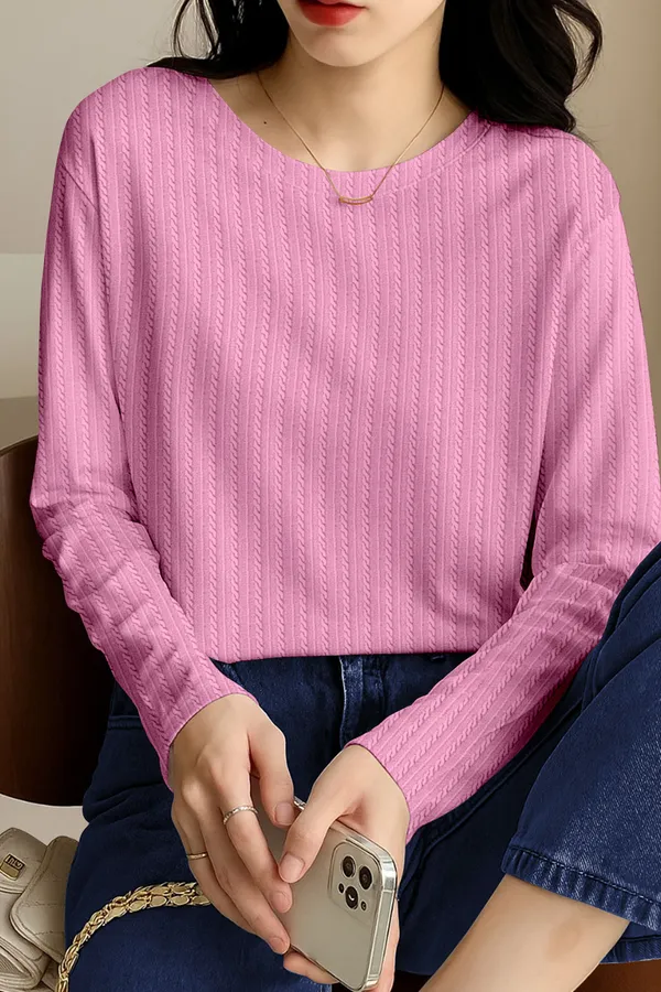 Pink_Cotton_Blend_Casual_Round_Neck_Full_Sleeve_Top_For_Women