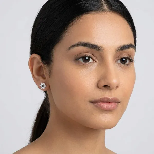 Elegant_Floral_Stud_Earrings_With_Black_Center_Stone