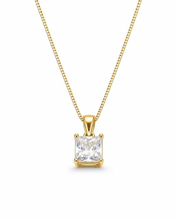 Elegant_Princesscut_Solitaire_Pendant_Necklace_In_Goldtone_Finish