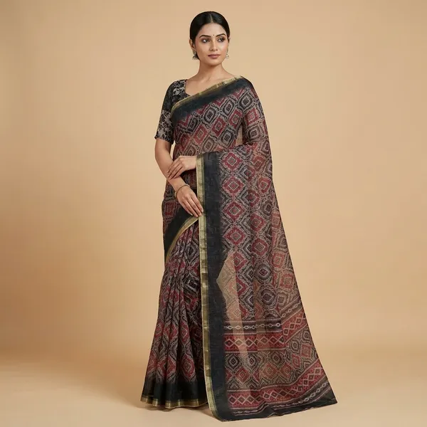 Multicolor_Cotton_Geometric_Print_Saree_For_Women