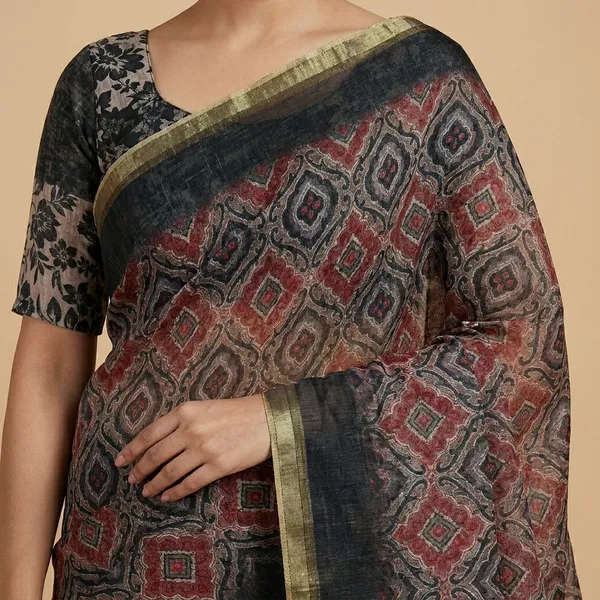 Multicolor_Cotton_Geometric_Print_Saree_For_Women