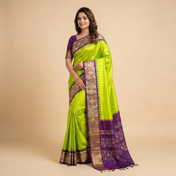 Green_And_Purple_Silk_Traditional_Saree_For_Women