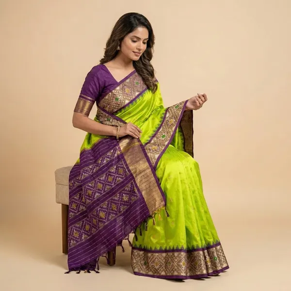 Green_And_Purple_Silk_Traditional_Saree_For_Women