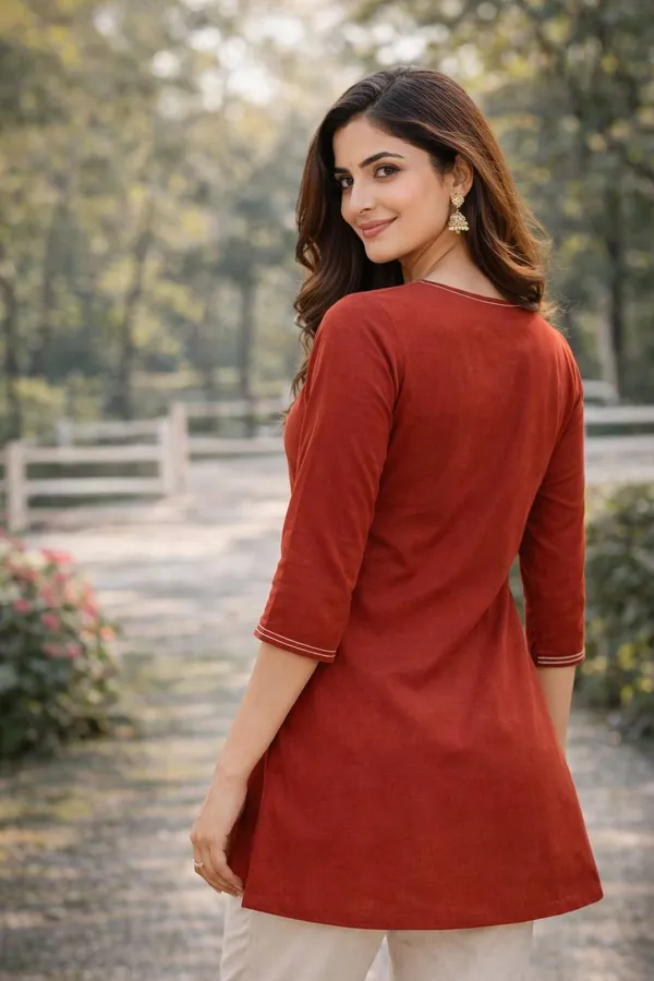Maroon_Cotton_Embroidered_Tunic_Top_For_Women