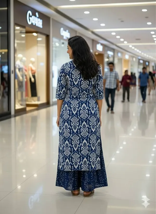 Indigo_Cotton_Printed_Kurta_Set_For_Women
