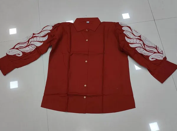 Maroon_Cotton_Embroidered_Shirt_For_Women