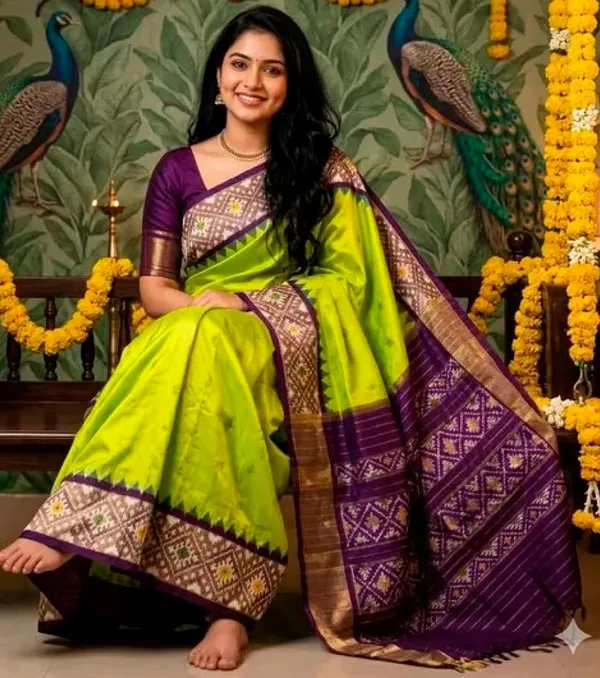 Green_And_Purple_Silk_Traditional_Saree_For_Women