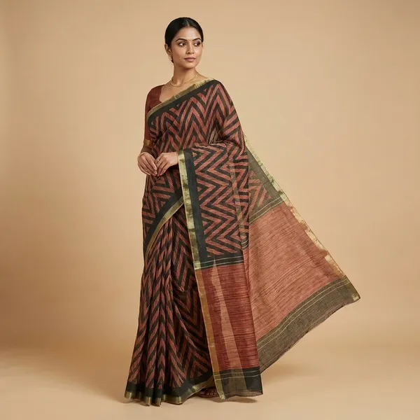 Maroon_And_Black_Cotton_Handloom_Saree_For_Women