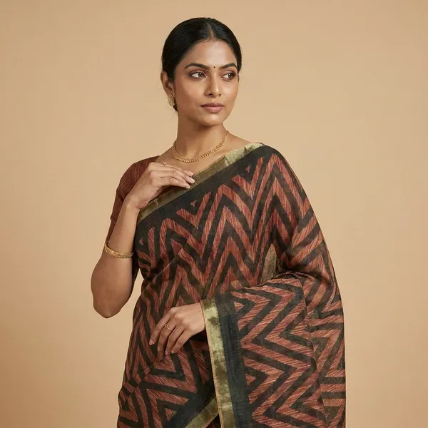 Maroon_And_Black_Cotton_Handloom_Saree_For_Women