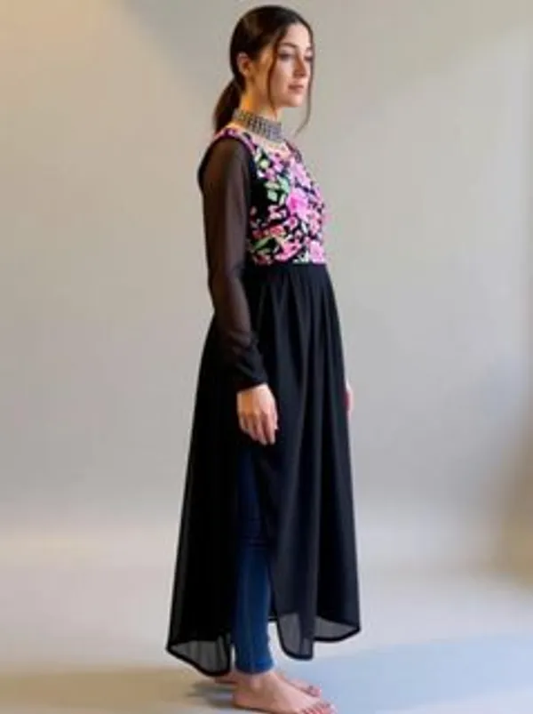 Solid_Georgette_Flared_Kurta_Multicolor